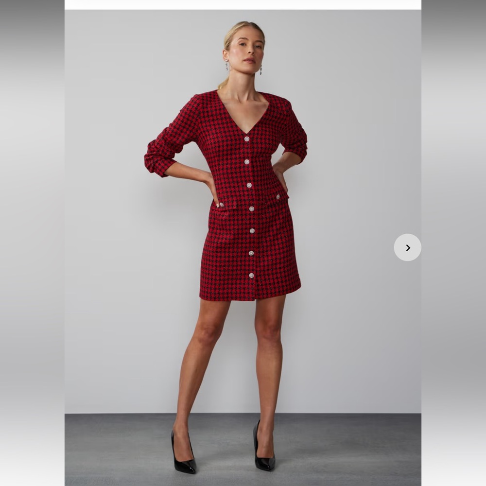 NWT red houndstooth tweed dress (women size M)